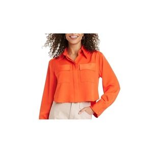 A New Day Corporate Work Shirt Womens XL Orange Long Sleeve Collared Button Down